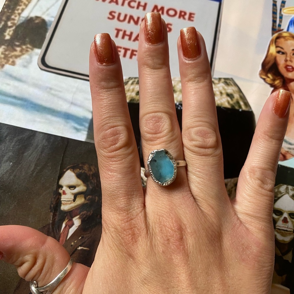 Larimar Slab Sterling Silver ring